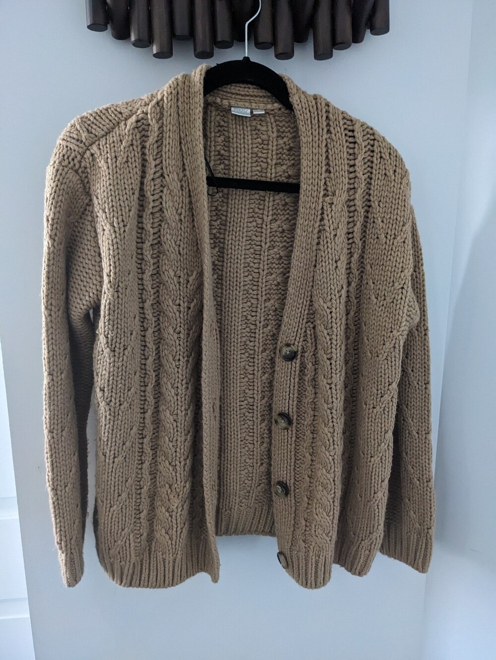 Simon's Twik Women's Chunky Cable-Knit Shawl Sweater Cardigan - Size Medium
